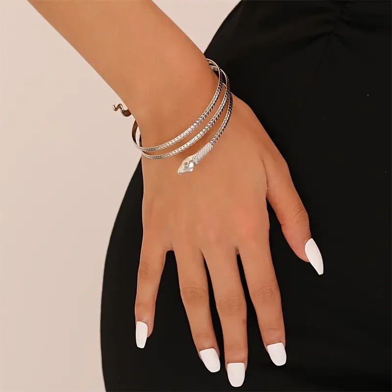 Elegant Unique 925 Sterling Silver New Charms Snake Design Bracelet Bangle Cuff
