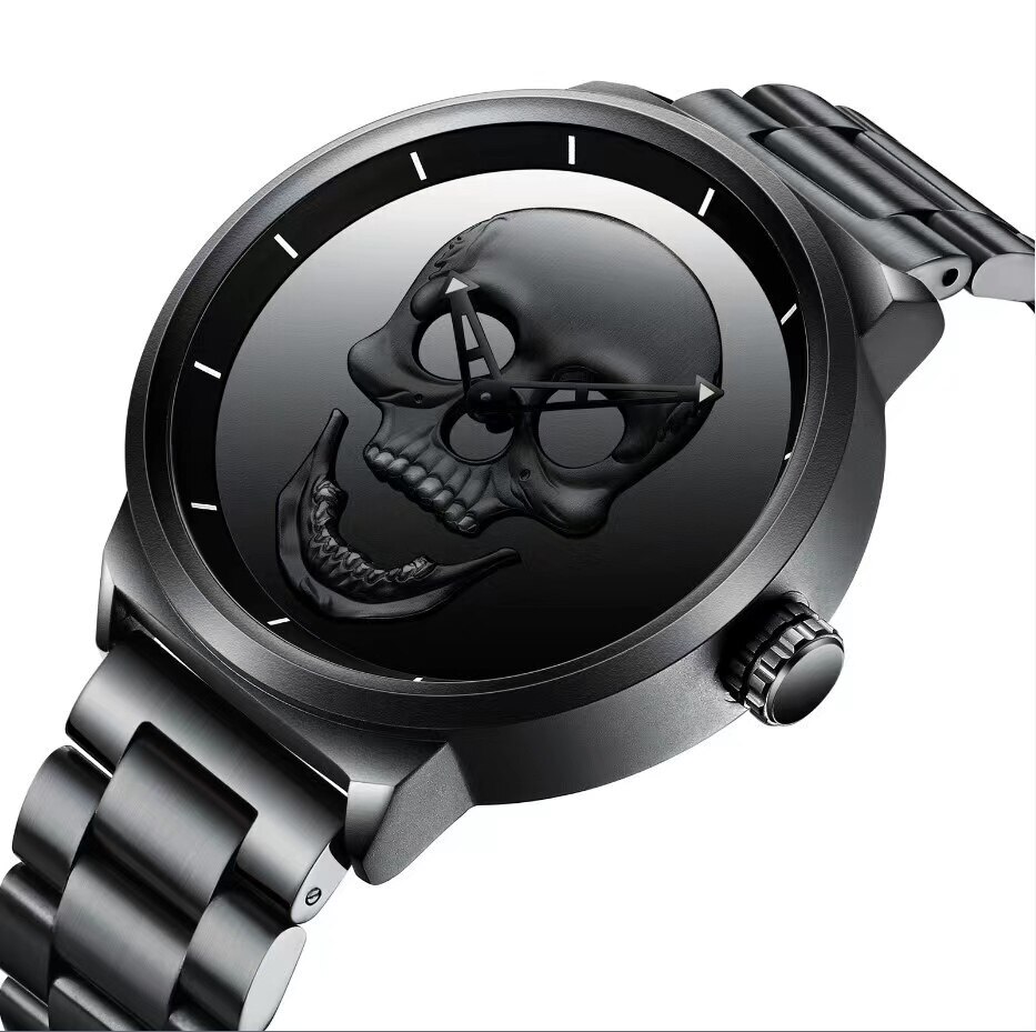 Men’s Hip Hop Skull Fashion Quartz Wristwatch Stianless Steel Waterproof Watch