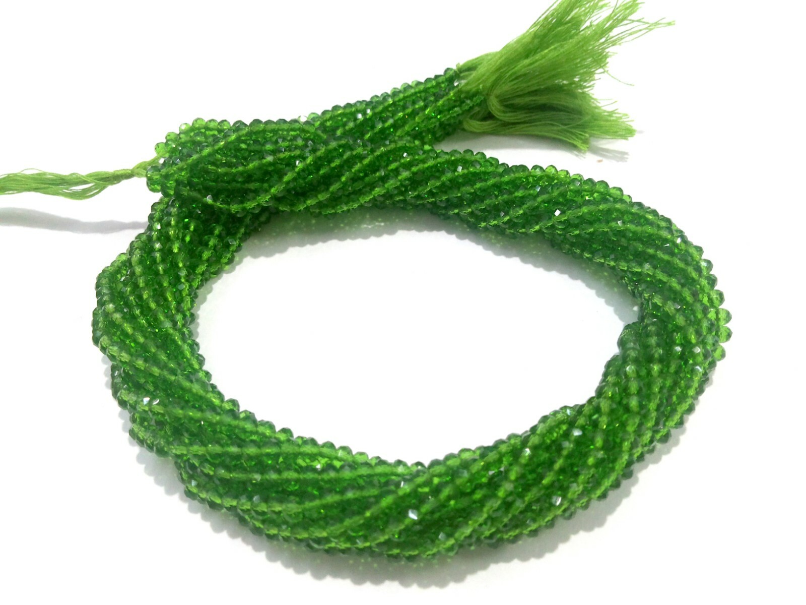 10 Strand Green Quartz Rondelle Faceted 3-4mm/4-4.5mm Hydro Beads 12″inch