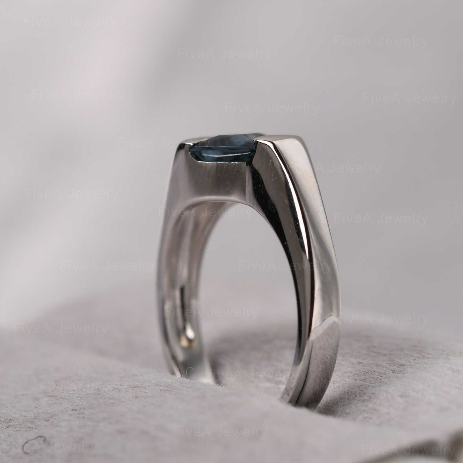 London Blue Topaz Ring 925 Sterling Silver Ring princess Cut Ring Cocktail Ring