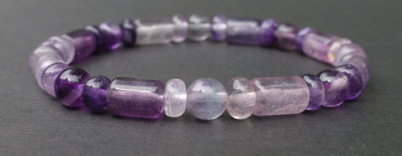 Fluorite Natural Gemstone Bracelet Stretch Cylinder Rondelle Beaded 6mm-6 1/2″