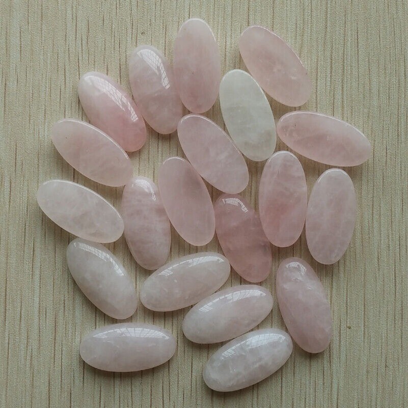 Natural Rose Quartz Stone Oval Cab Cabochon Beads No Holes 15x30mm 20pcs/lot