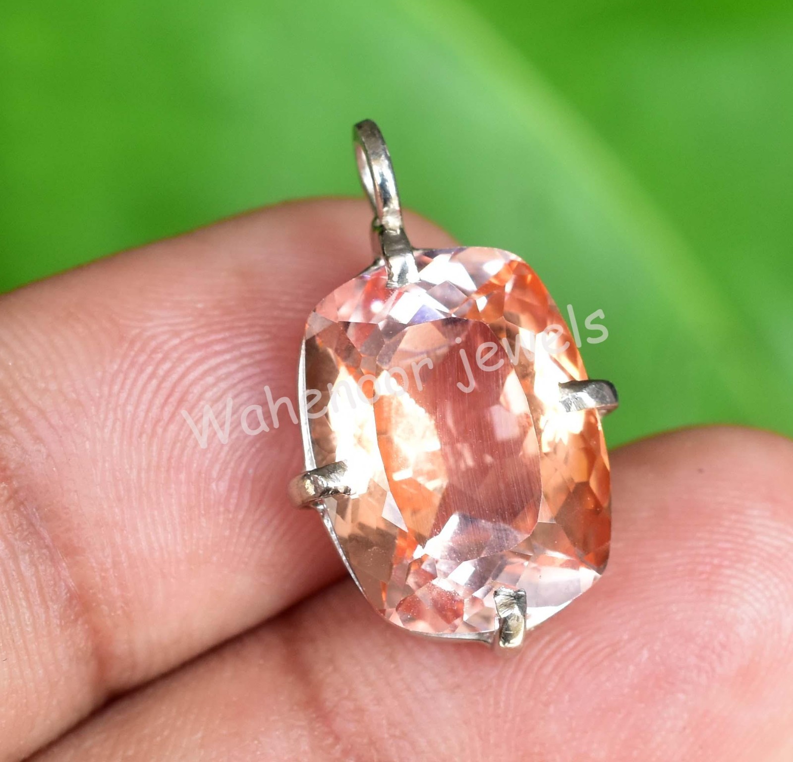 Rare 12 Ct Natural Imperial Topaz Cushion 925 Sterling Silver Pendant Certified
