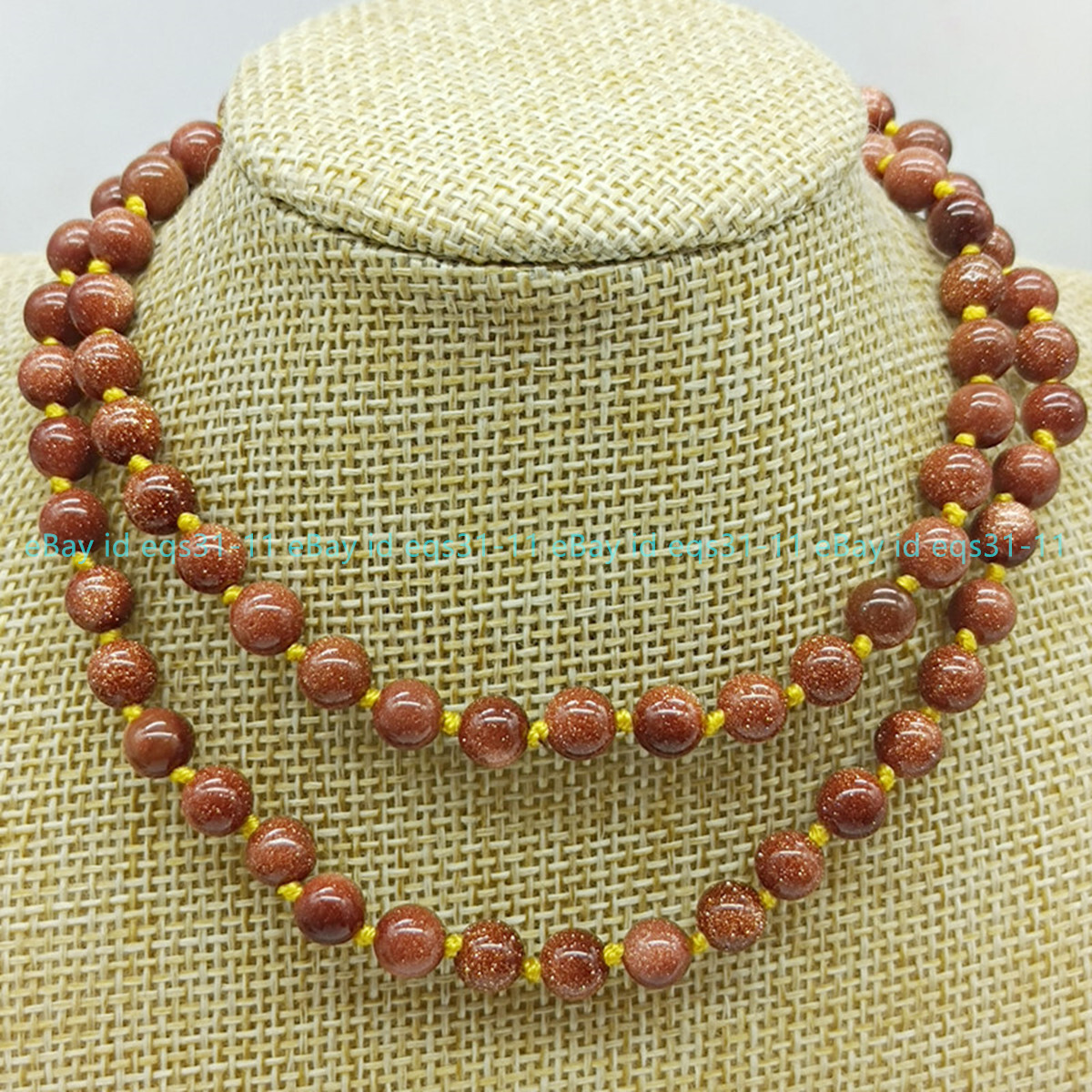 Charming 6/8/10mm Gold Sandstone Round Beads Boutique Necklace 36″ Jewelry Gifts