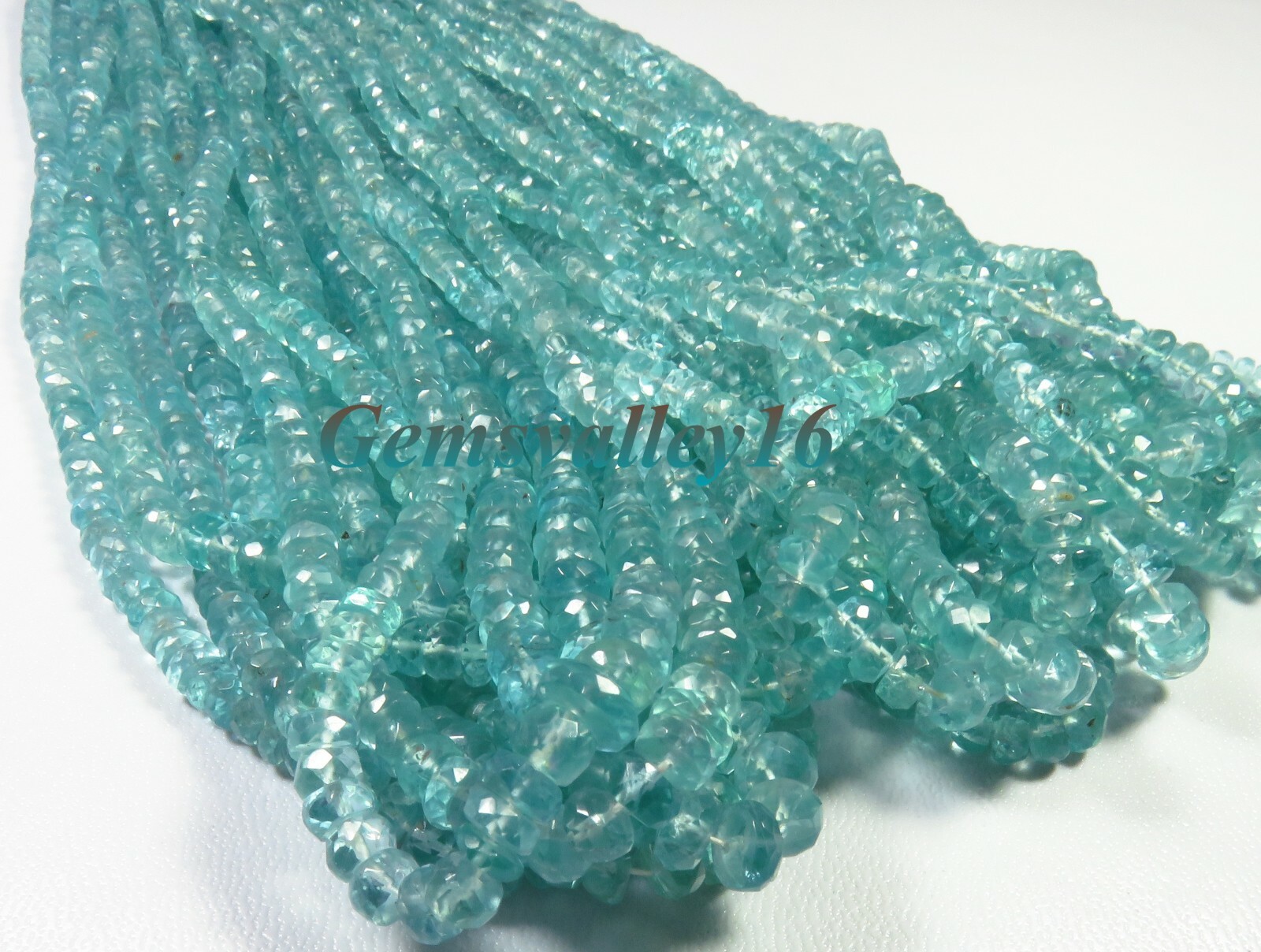 WORTHY~ Sky Blue Apatite Rondelle Faceted Gems Beads 5 Strands Lot 3-5mm GV-1629