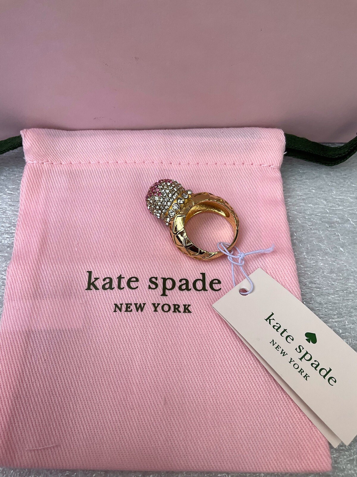NWT KATE SPADE NEW YORK ICE CREAM SUNDAE 12-K Gold Plated Metal Glass Stone Ring