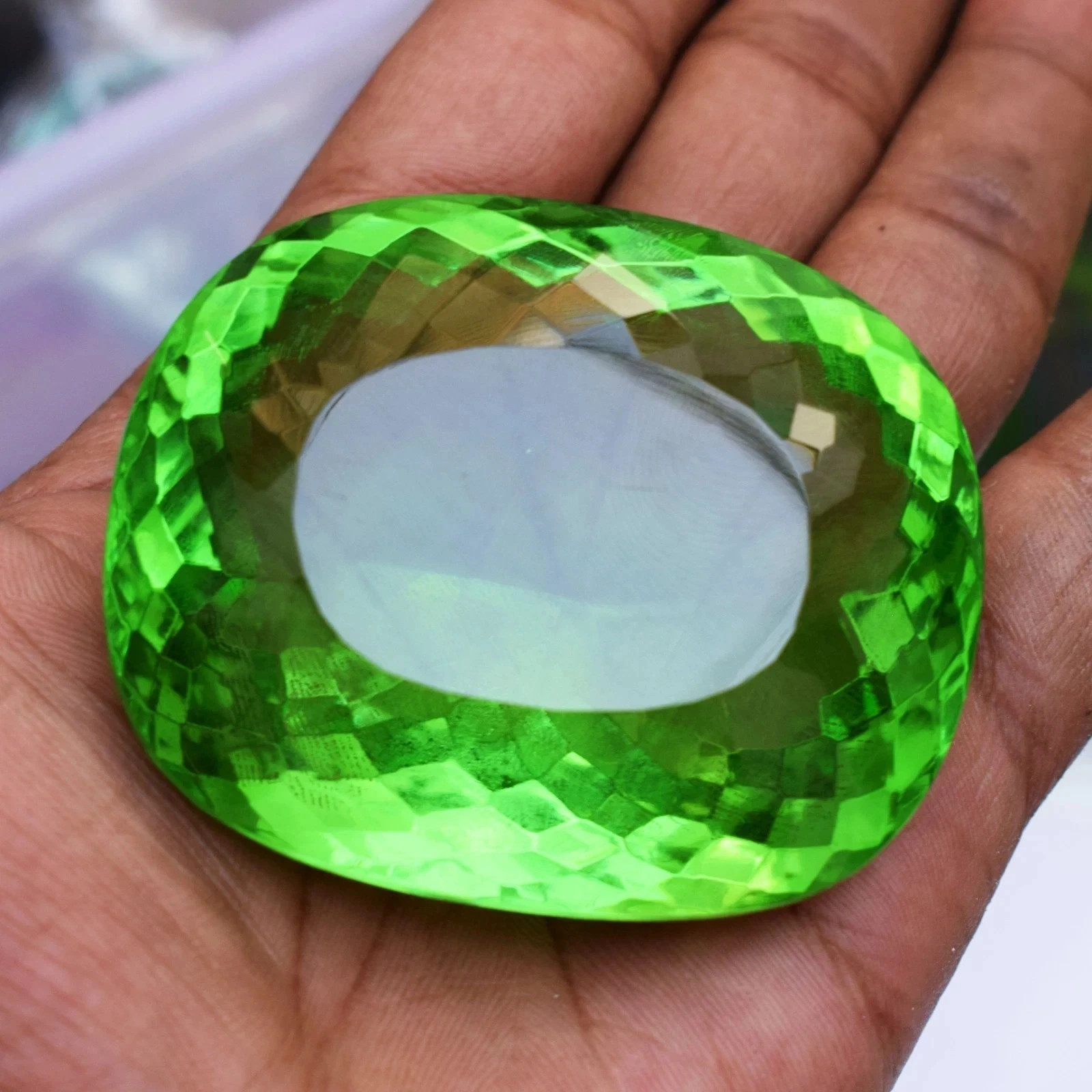 Huge 718 Ct Flawless Green Topaz Cushion Cut Certified Loose Gemstone