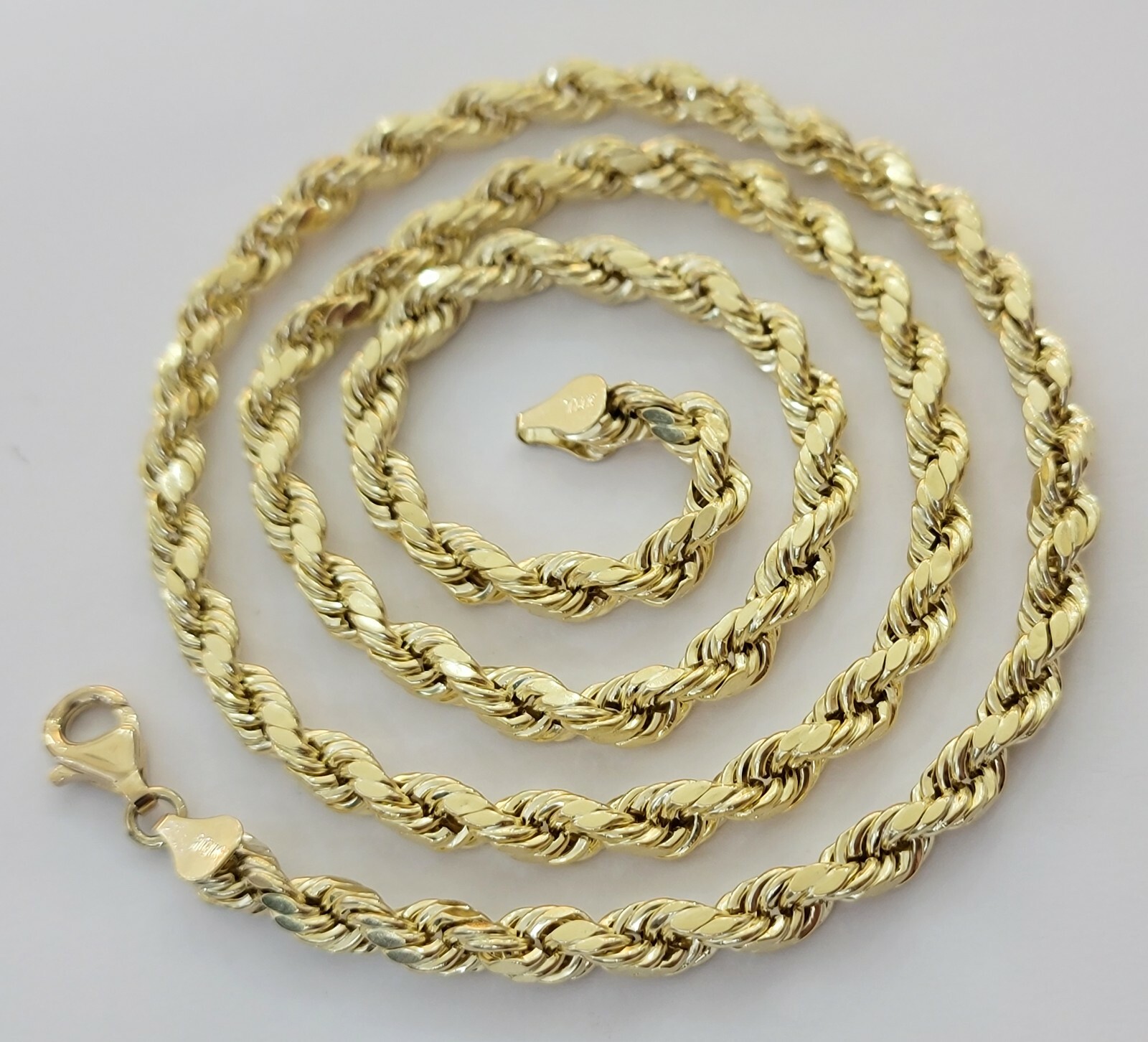 Real 10K Yellow Gold Rope Chain Mens Necklace 6mm Diamond Cut 18-30in Mens 10kt