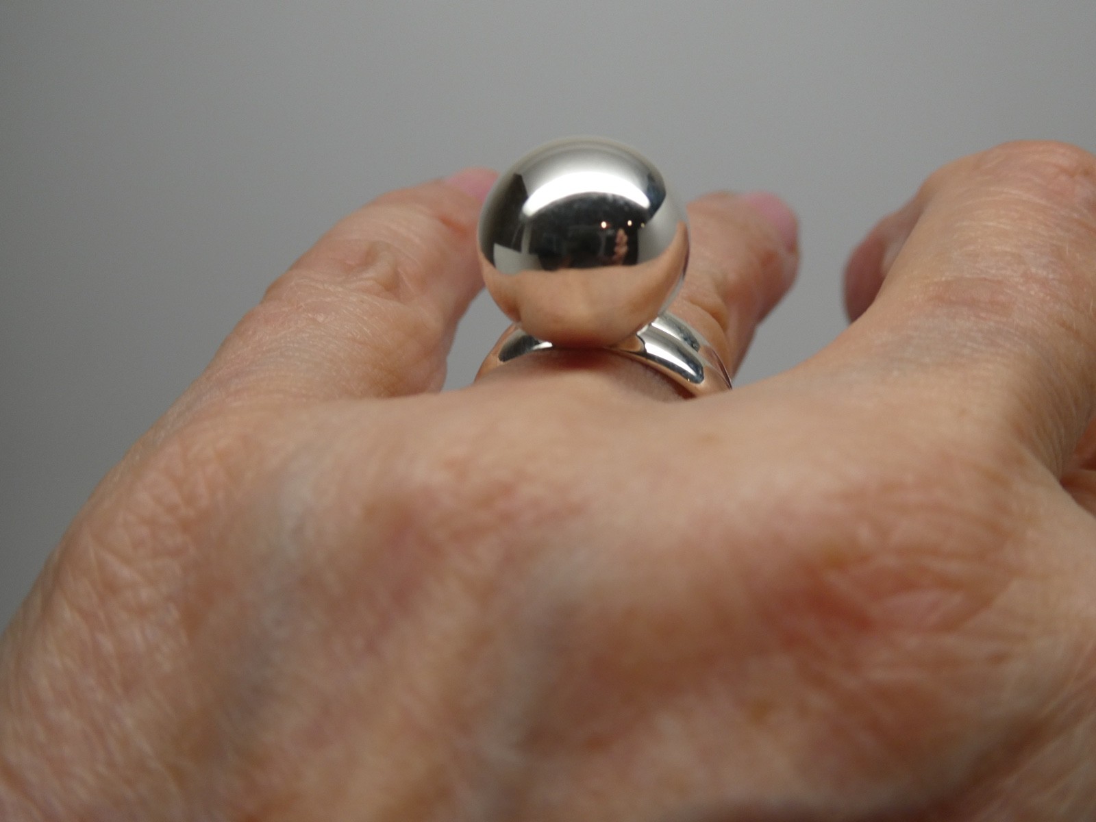 Mexico Signed TN-52 Harmony Jingle BALL Sterling 925 Adjustable RING 7 to 9