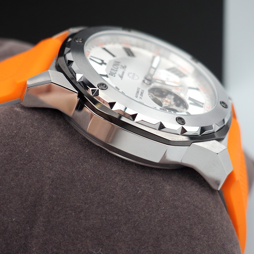 Bulova 98A226 Marine Star Orange Silicone Strap Men’s Automatic Watch 44 mm