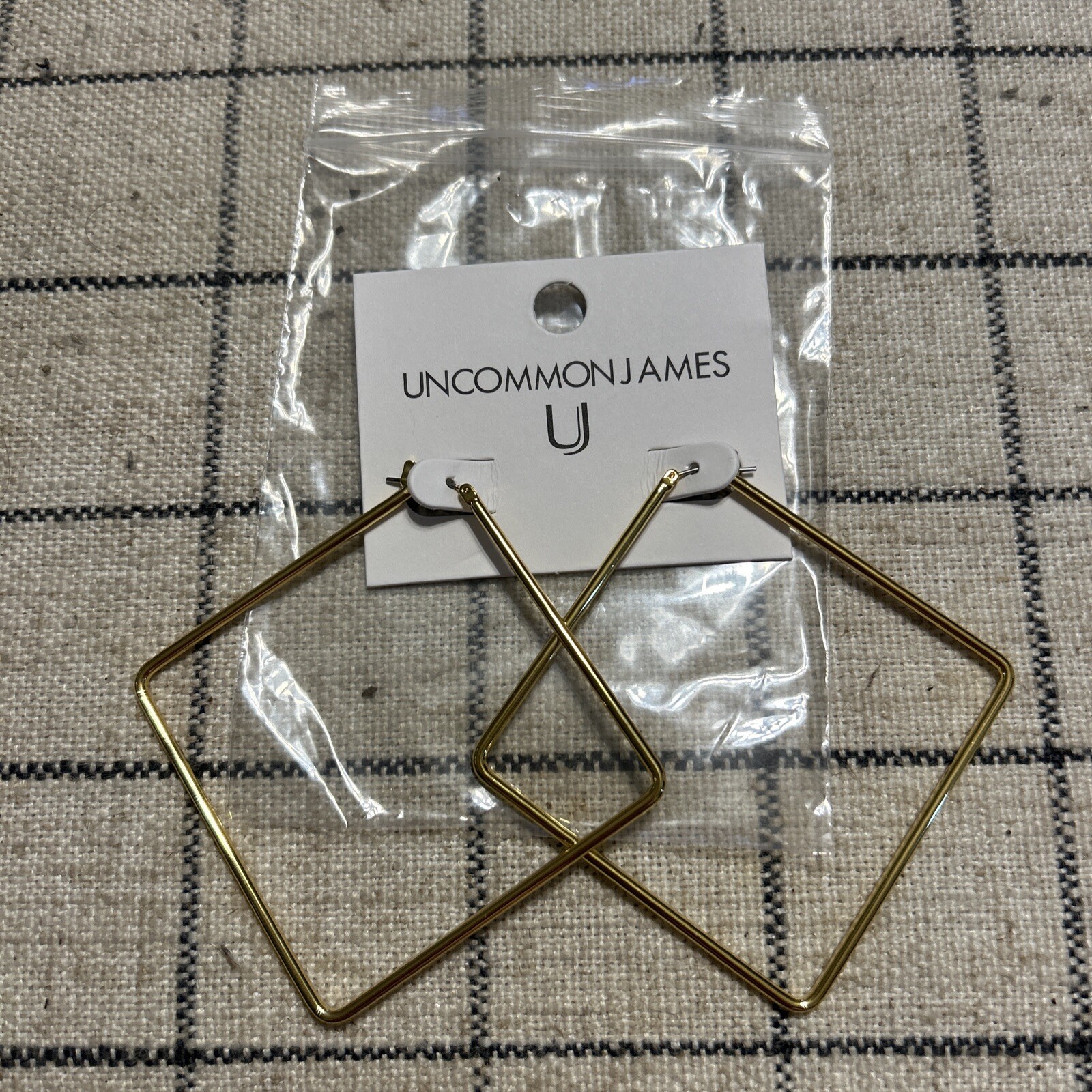 Large NEW Uncommon James Girl Boss Earrings Geometric Gold
