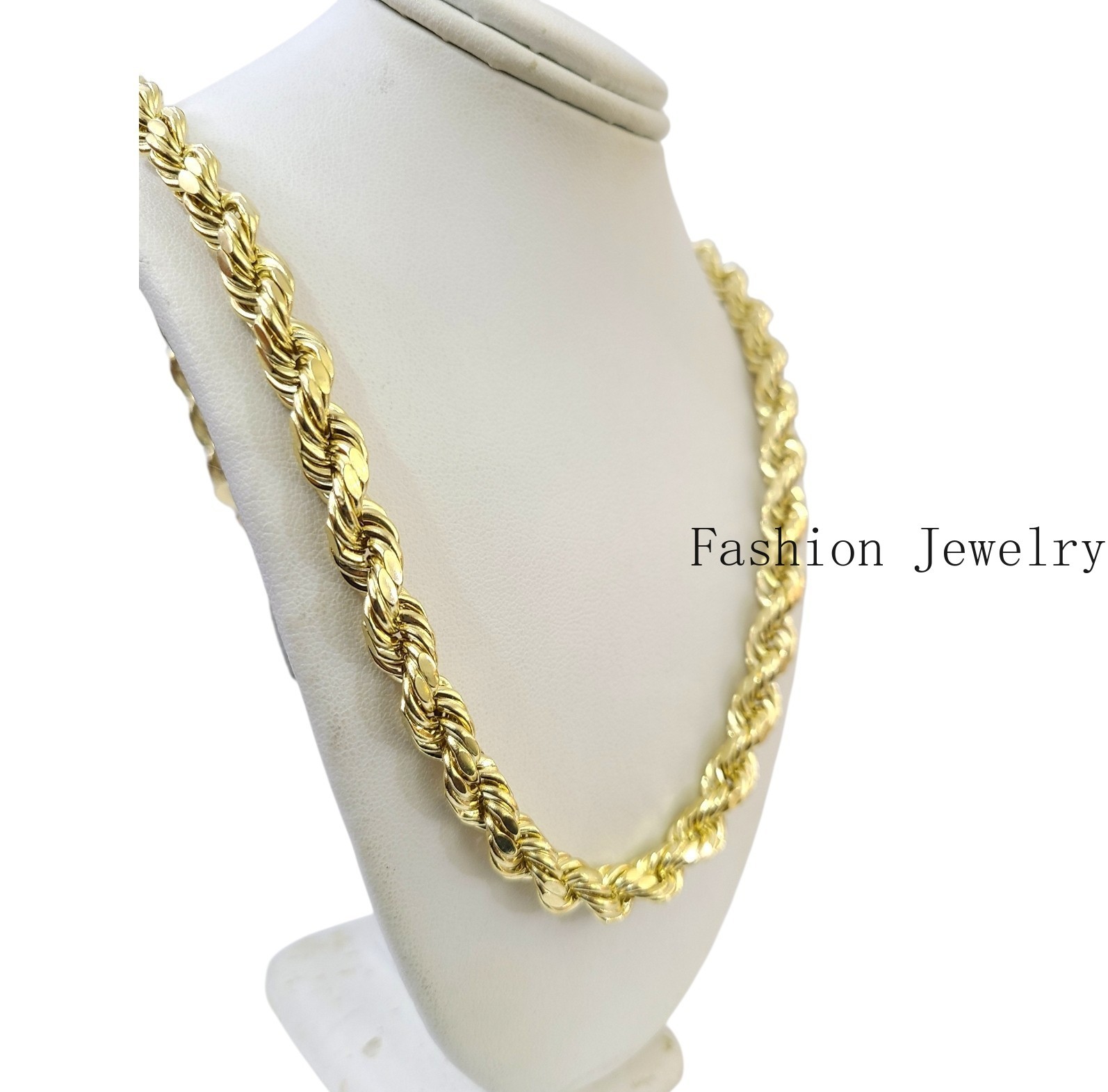 10K Yellow Gold Rope Chain Necklace 8mm 22 Inch REAL 10kt Diamond Cuts Men’s