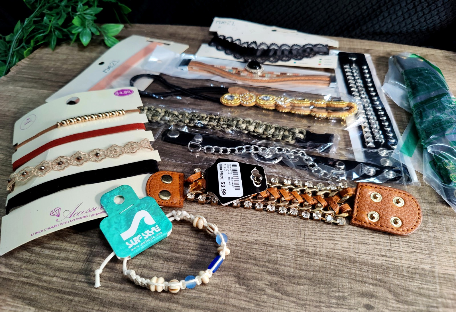 Bulk Jewelry Lot 10+ pc Mixed Choker Bracelets Boho Grunge Y2K Resell Wear