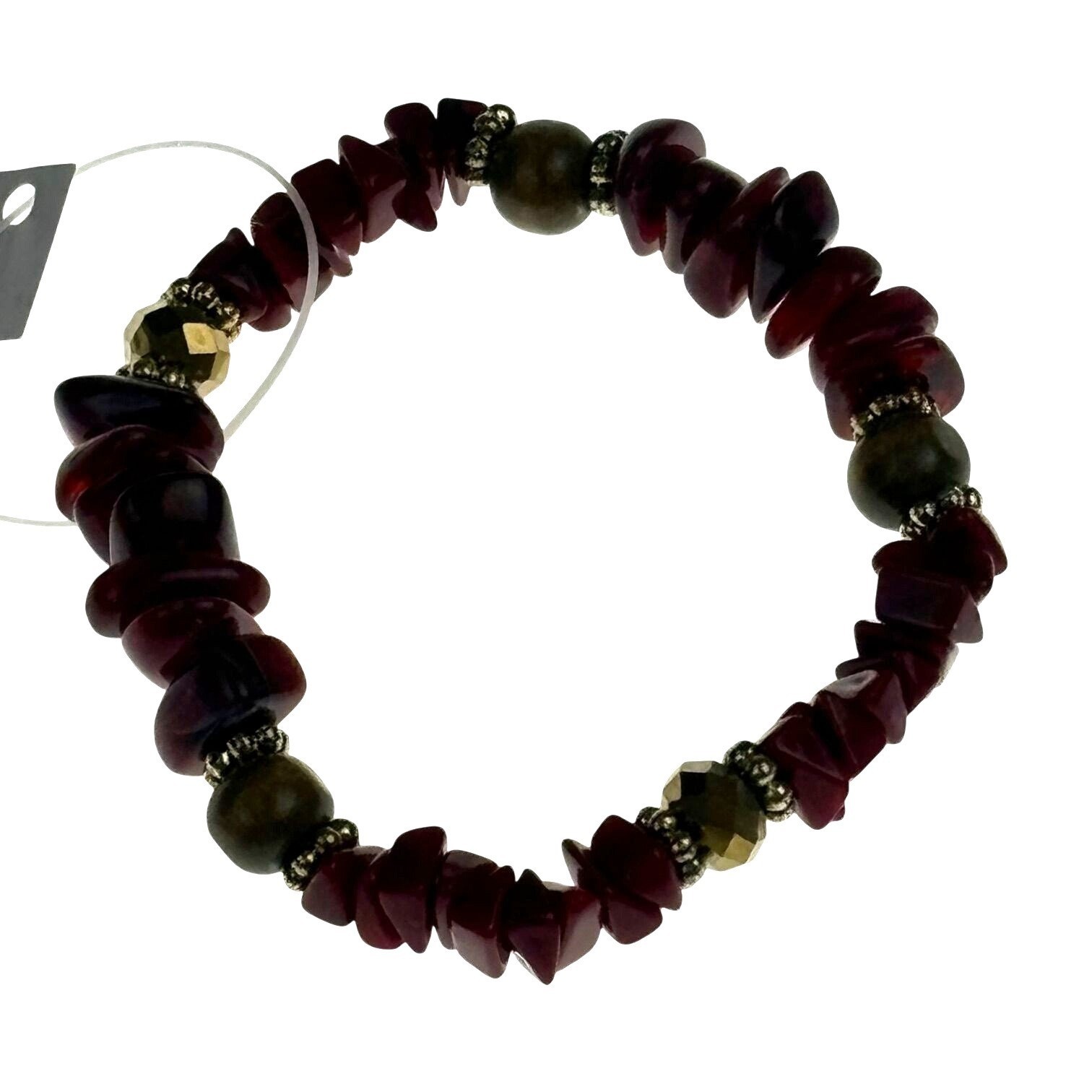 Ganz Red Purple Gold Silver Beaded Stretch Bracelet Acrylic Stretches Bday Gift