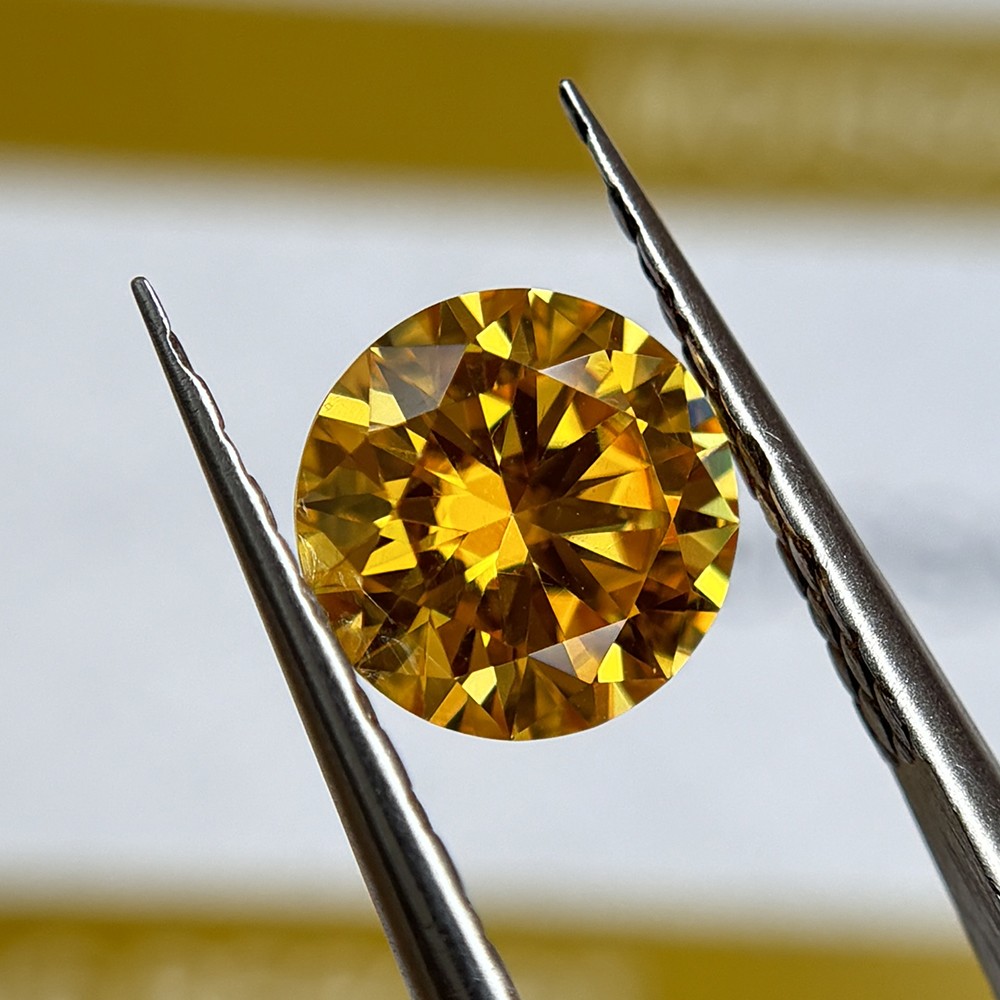 3.0mm 0.1ct-15mm 12ct Loose Moissanite 1PCS Gemstone Round Shaped Golden Yellow