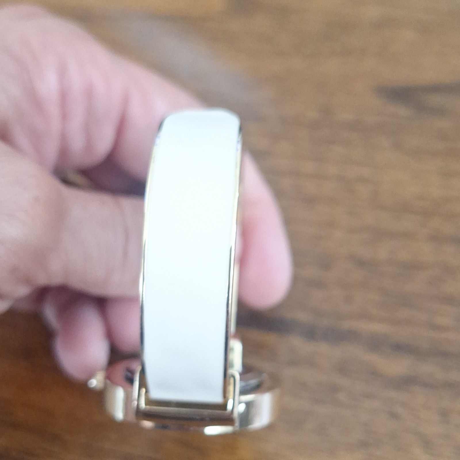 Chico’s Women’s Quartz Analog Bangle Watch White Dial Gold/White Case Arabic