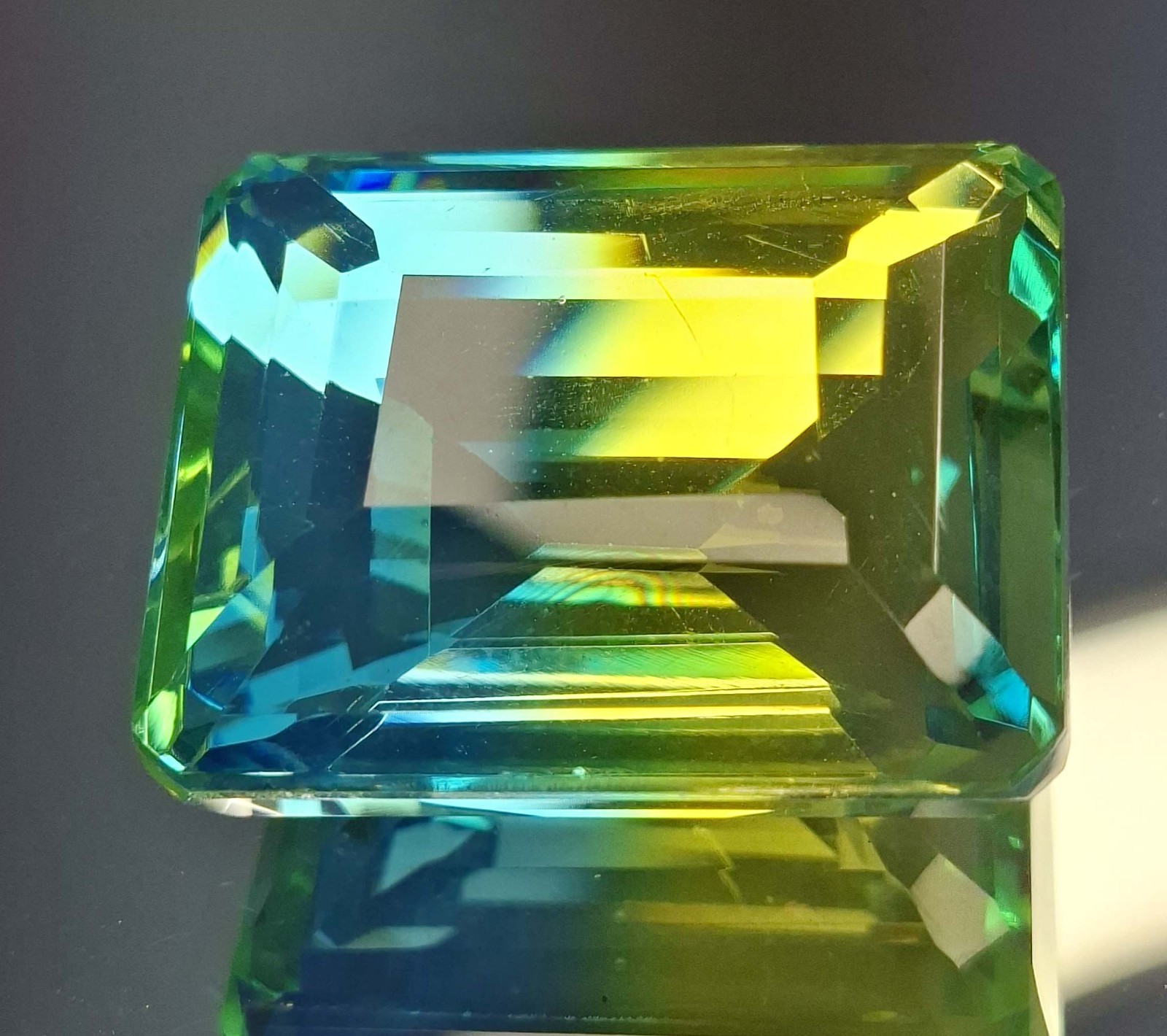 Bi-Colour Tourmaline Emerald Cut Natural 107-109 Ct Loose Gemstone RK1127