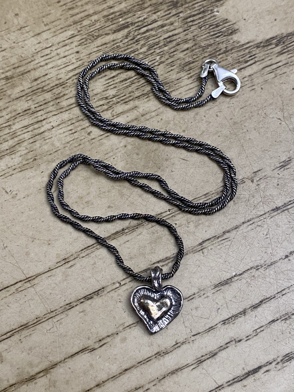Shabool DIDAE Israel Handmade 925 Sterling Silver Signed Heart Necklace 16”