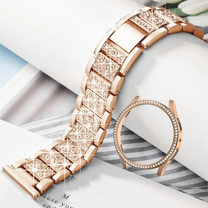 Diamond Metal Strap + Case for Samsung Galaxy Watch 4 5 6 7 40mm 44mm Band Women