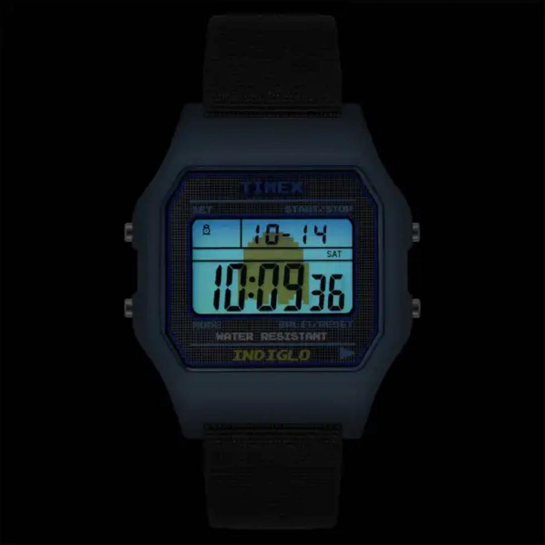 Timex Pac-Man Digital Watch Blue Quartz 3ATM Collab Inky Ghost Toy Pouch