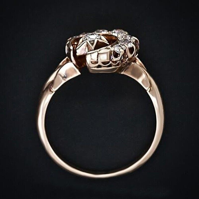 Iconic Retro Vintage Style Ring 2 Ct CZ Ladies Anniversary Ring 14K Gold Plated