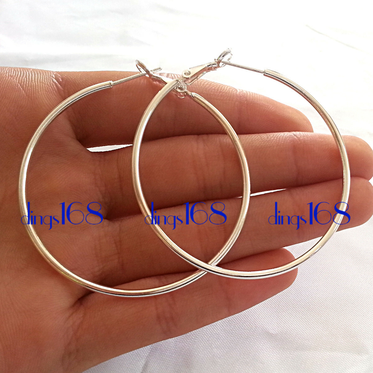 Solid 925 Sterling Silver HypoAllergenic 50mm Large Thin Tube Hoop Earrings N2F