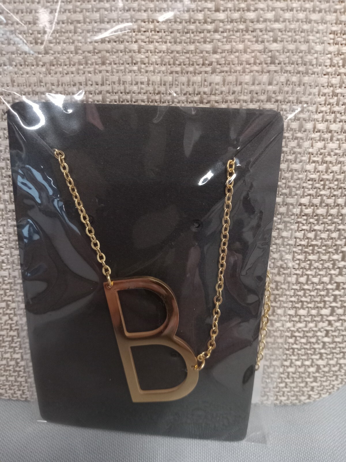 22″ Sideways Initial Letter 18K plated Stainless necklace Gold large charm penda