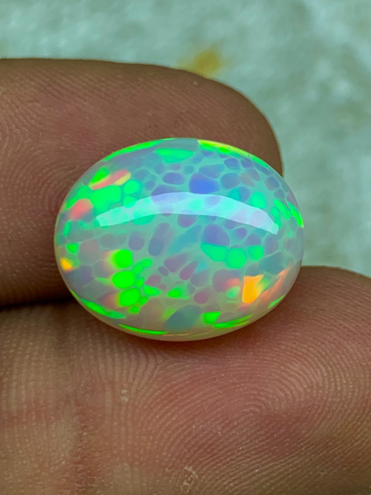 Natural Ethiopian Welo Opal 9.4ct Oval Cabochon Honeycomb Pattern Loose Gemstone