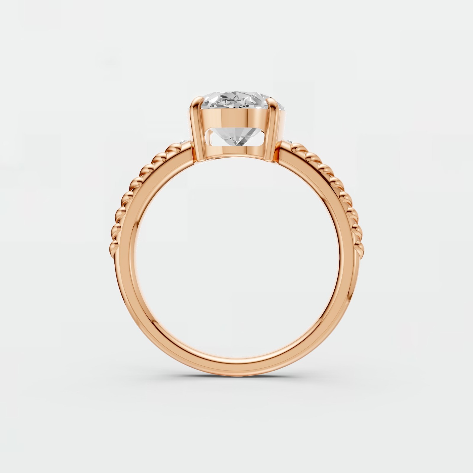 Three Stone Oval Lab Diamond Prong Set Solitaire Engagement Ring