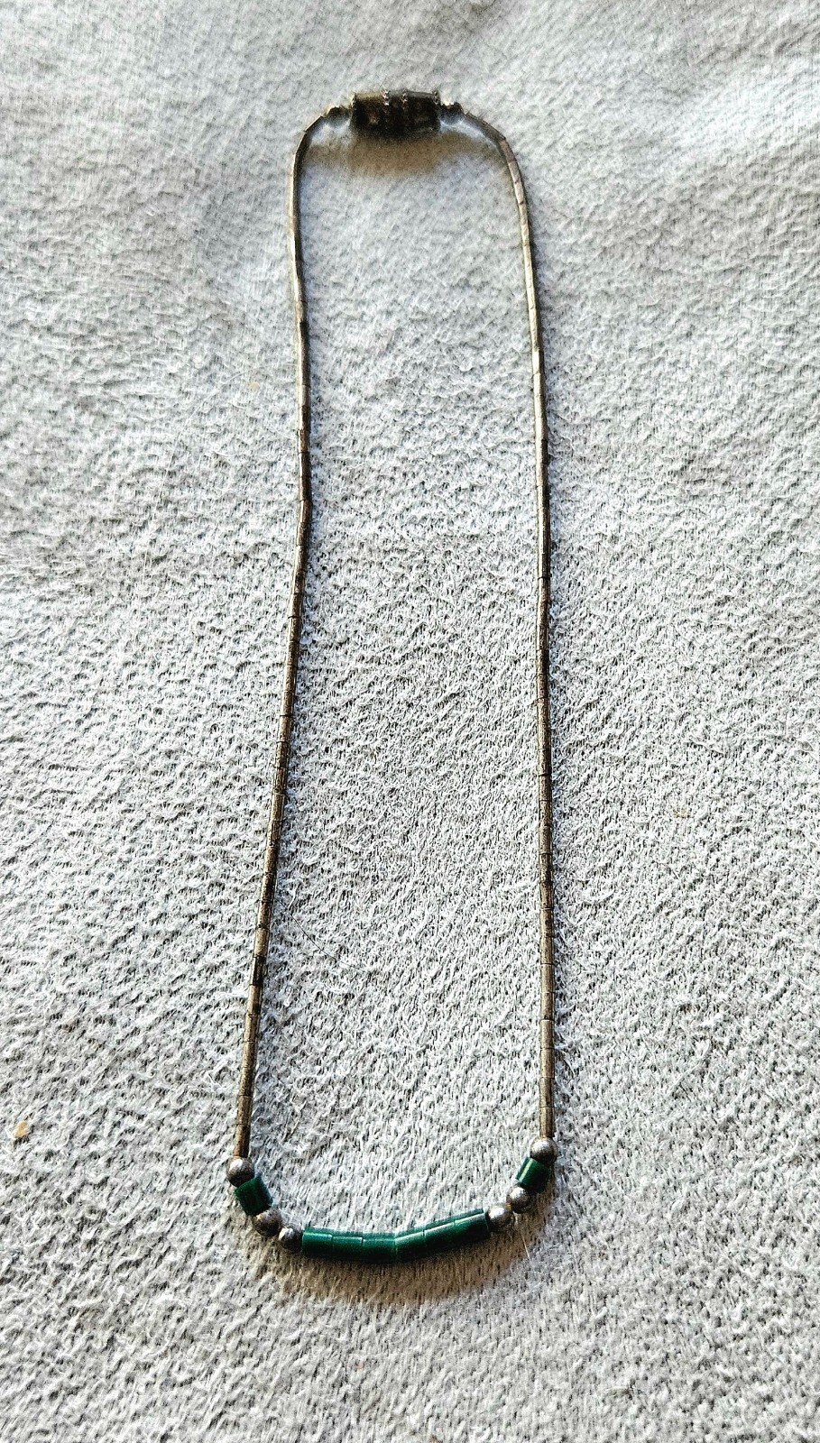 LIQUID SLVER & MALACHITE ANKLET, ANKLE BRACELET ~ 9 in.