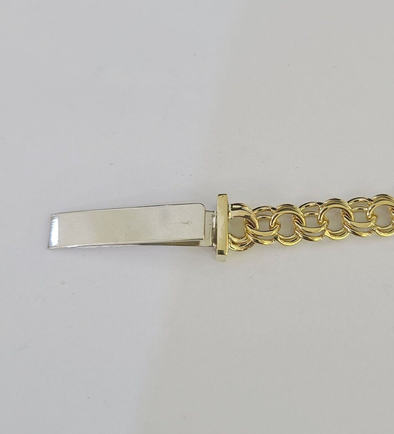 10k Chino ID Bracelet Yellow Gold Box Lock Real 10kt 6.25″