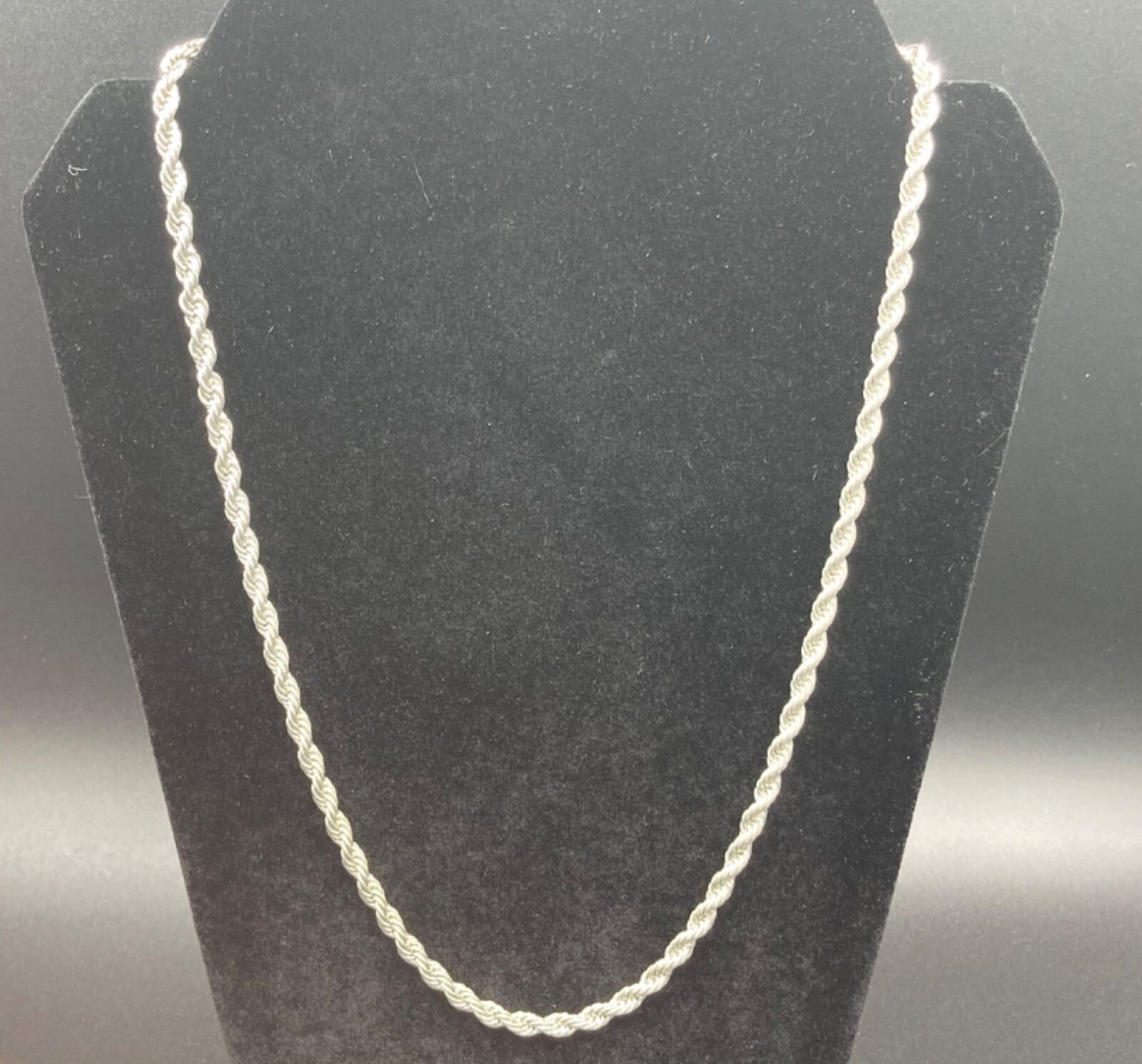 14k White Gold Plated Rope Chain Necklace 24” 6mm
