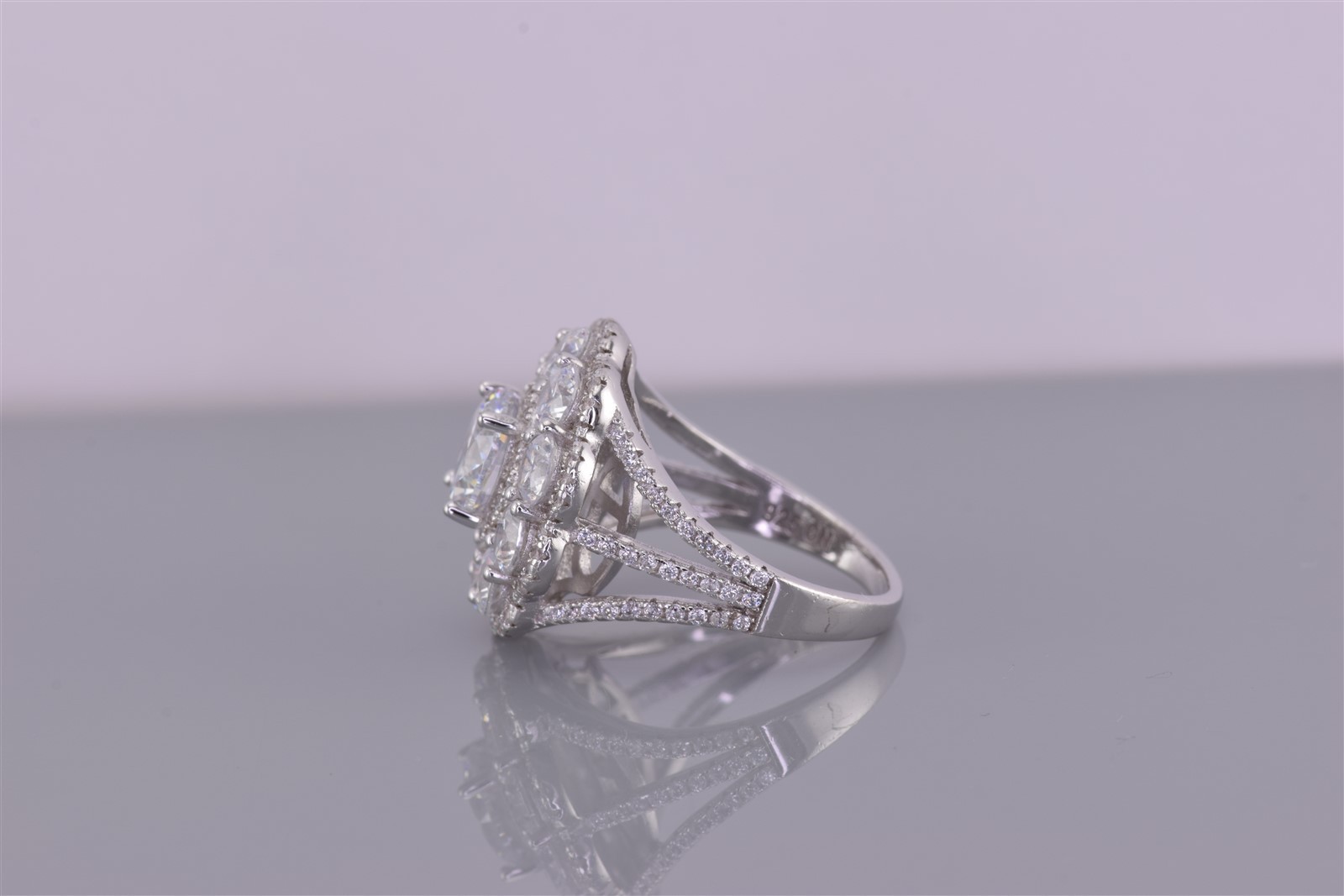 Fuzion Creation FZN Sterling Silver Cubic Zirconia Cluster Band Ring 925 Sz: 6