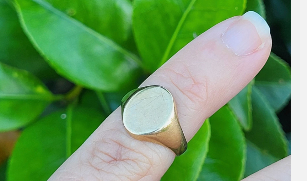 Antique 10K Yellow Gold Blank Oval Signet Initial Pinky Ring Sz 3.25