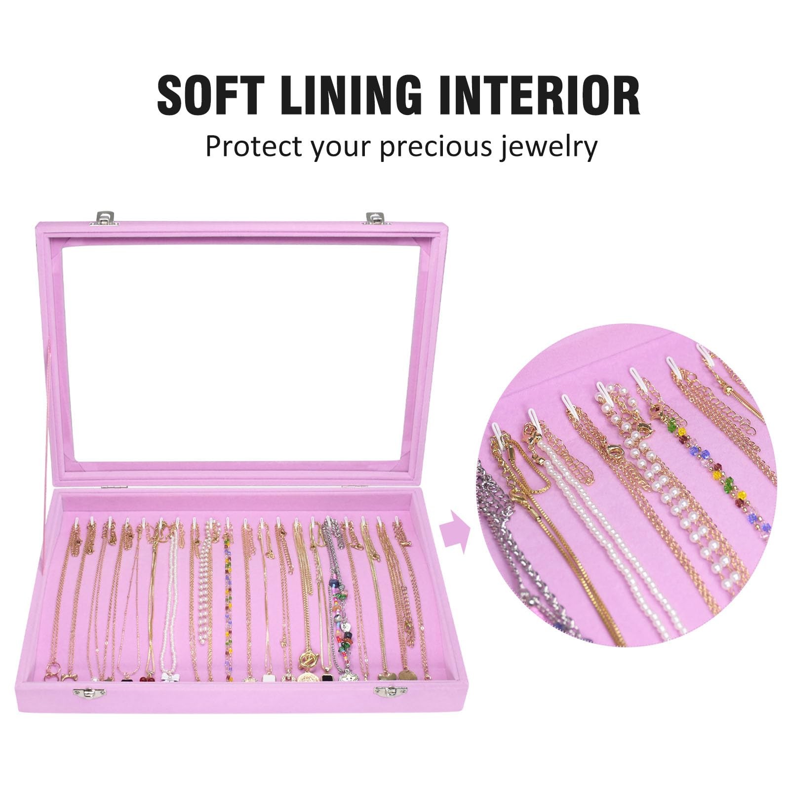 Velvet Necklace Display Jewelry Tray 20 Hook Necklace Tray Necklace Pendant J…