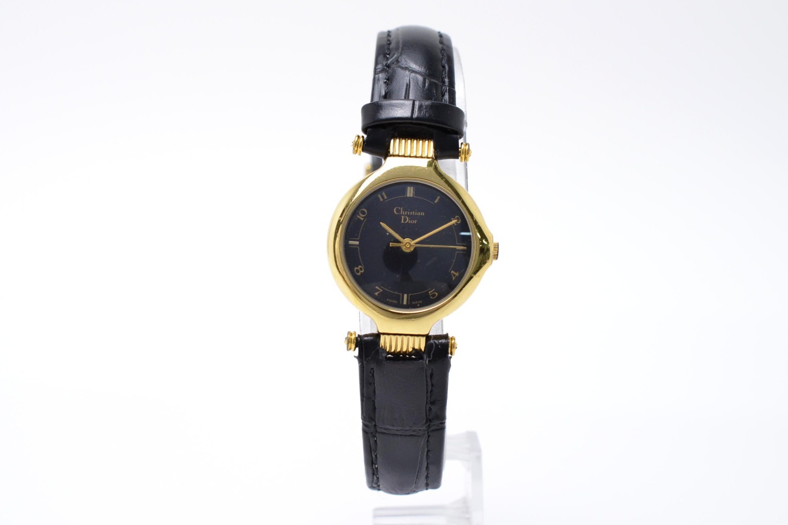 [Near MINT] Christian Dior 3007 swiss Black Dial Gold Quartz Women’s Watch JAPAN