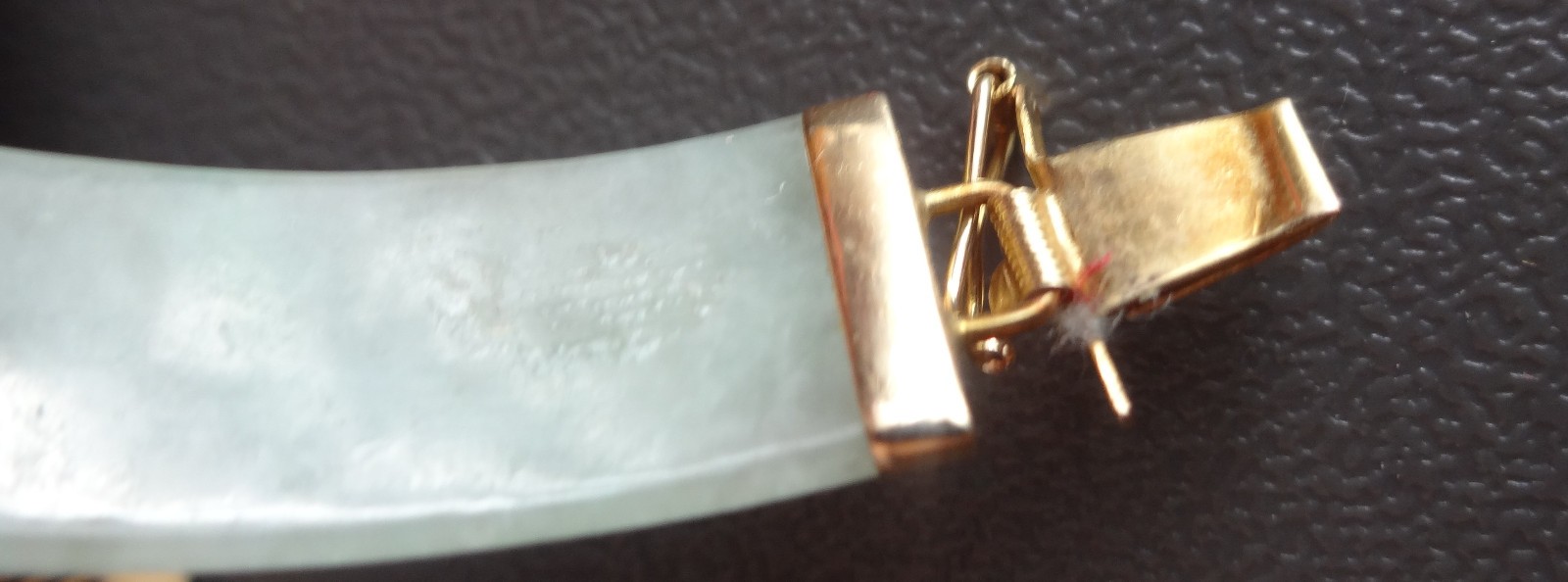 Vtg Chinese 14K Yellow Gold Jade Link Dragon Panels Bracelet Pale Green Celadon