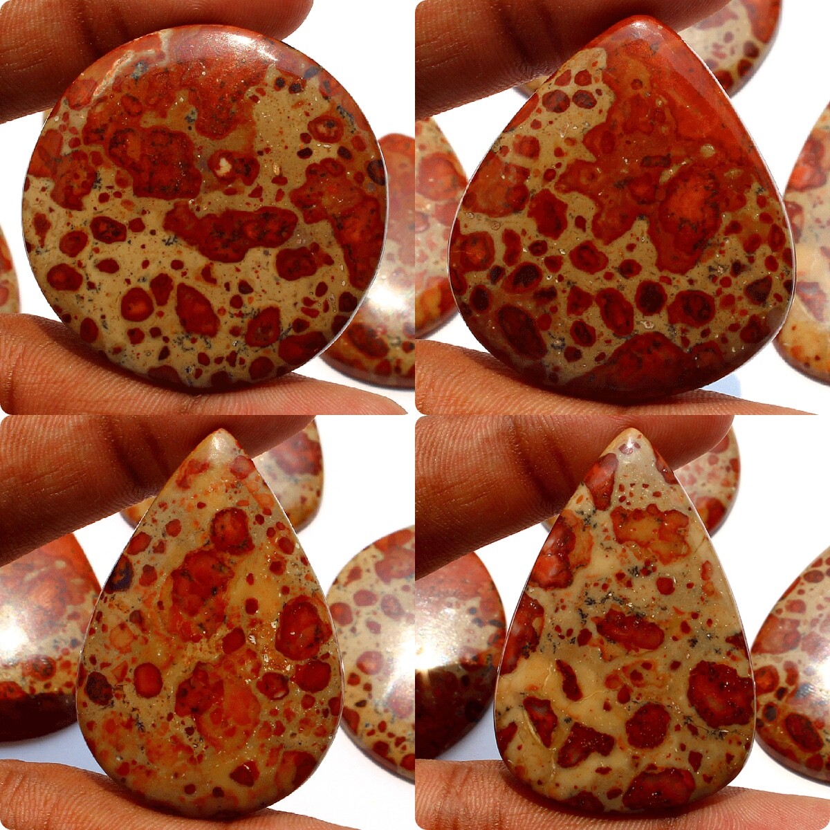 4 Pcs Natural Asteroid Jasper Untreated 41.7mm-48mm Cabochon Loose Gemstones Lot