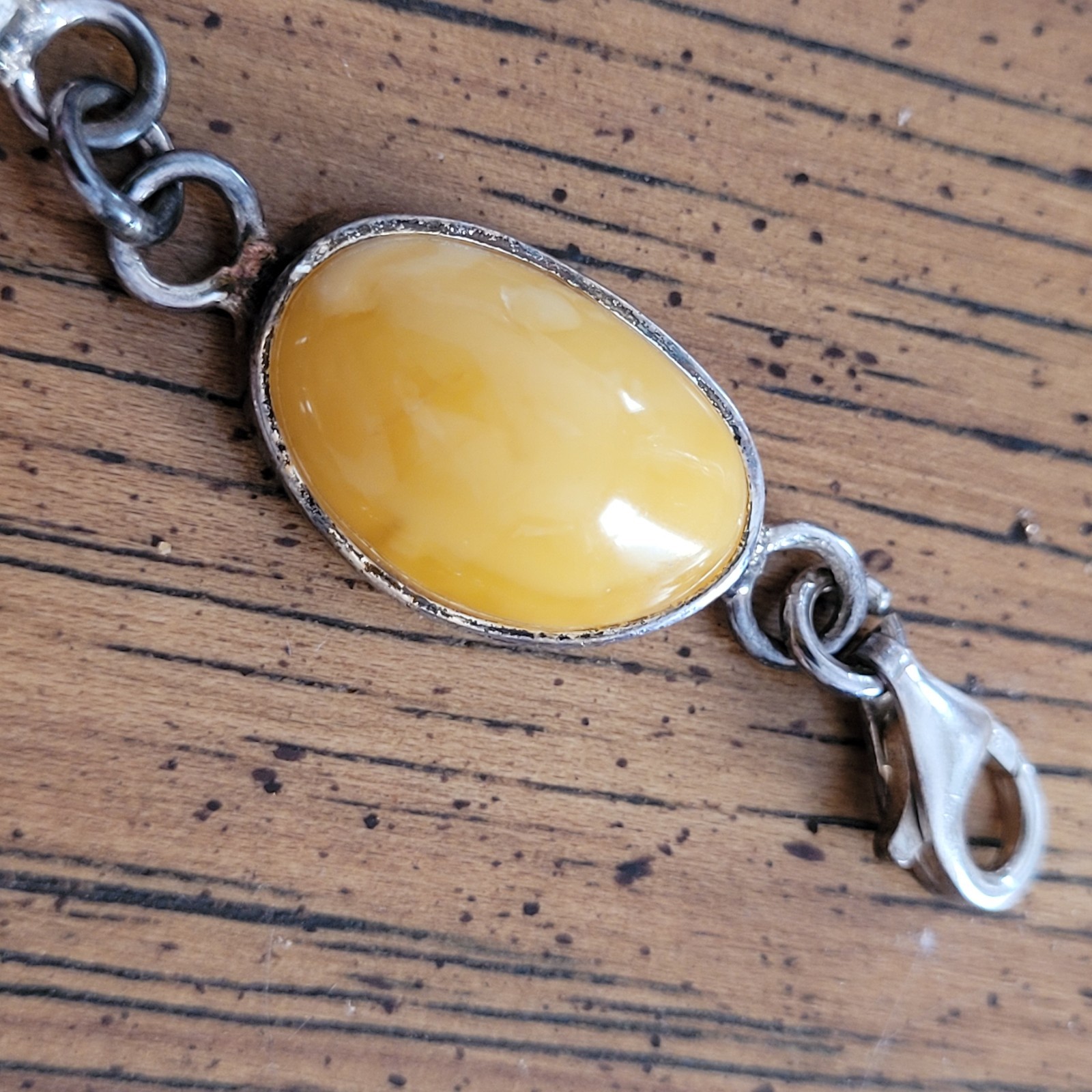 Three color Amber Baltic Amber, green, egg yolk 925 Bracelet