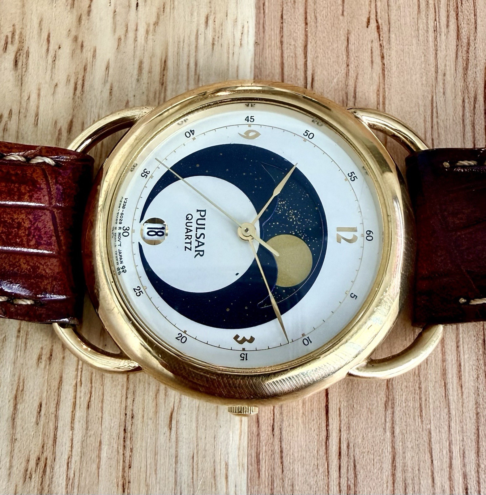 VINTAGE 1990s Men’s PULSAR GALILEO, Moon Phase by Seiko V338-6000 RUNNING GREAT