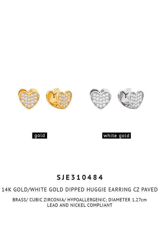 Do Everything in Love 14K Gold/White Dipped Huggie Earring Cz Pave Earring Korea