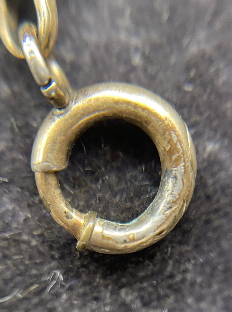 Antique Brass Pocket Watch Fob Chain W Thumbless Clasp & Base Metal Dog Clip