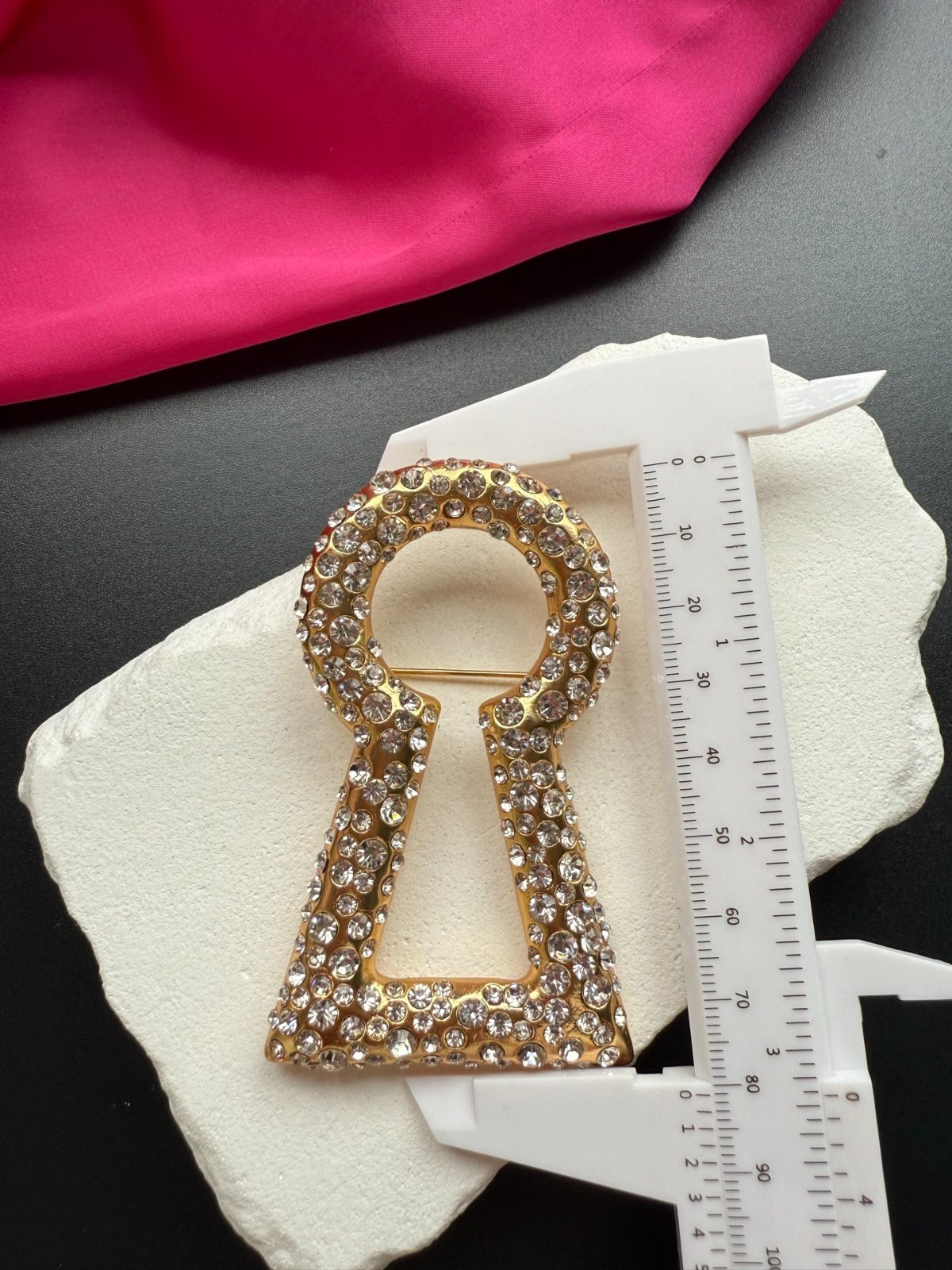 Keyhole Rhinestone Brooch. With Box and Dust Bag.