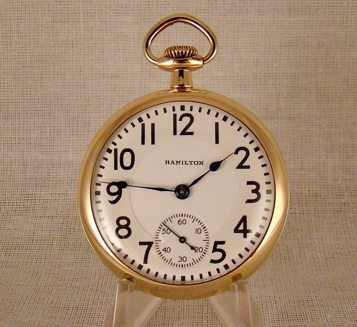 105 YEARS OLD HAMILTON “992” 21j 10k GOLD FILLED OPEN FACE 16s RR OCKET WATCH
