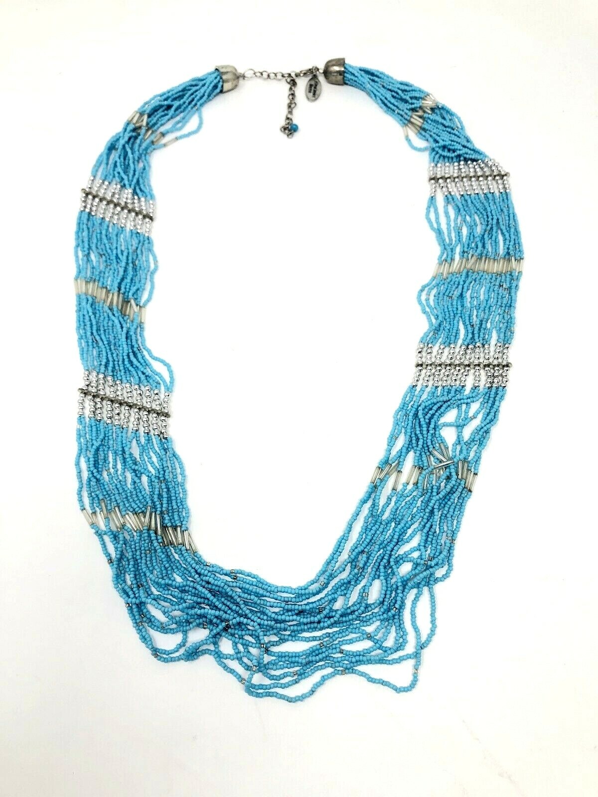 Himalayan Gems Hippie Style Waterfall Necklace Blue Larimar 20 Strands – New!