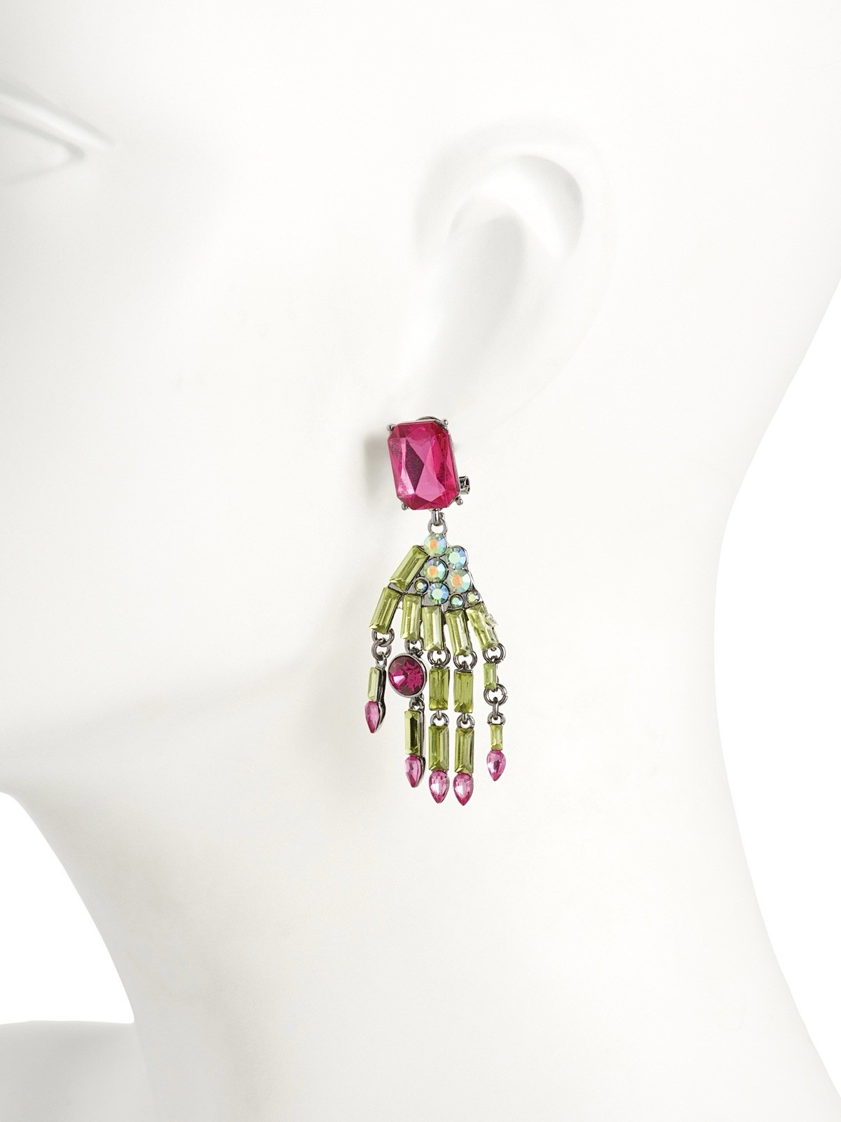 BETSEY JOHNSON Rich Witch Green Skeleton Drop Earrings Bling NEW & AUTHENTIC