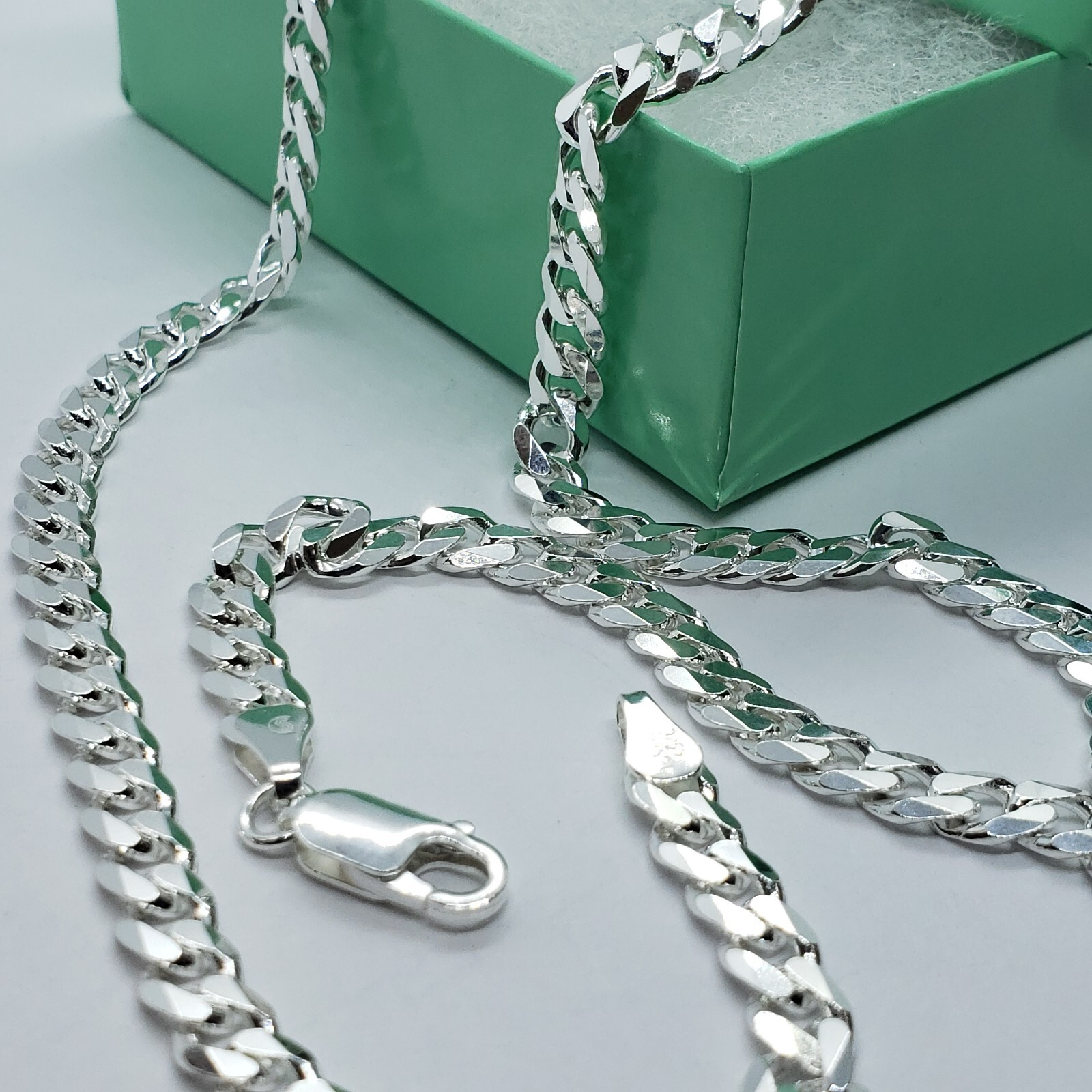 .925 Sterling Silver Cuban Curb Link Chain Necklace 1mm~13mm Men Women 16″~40″