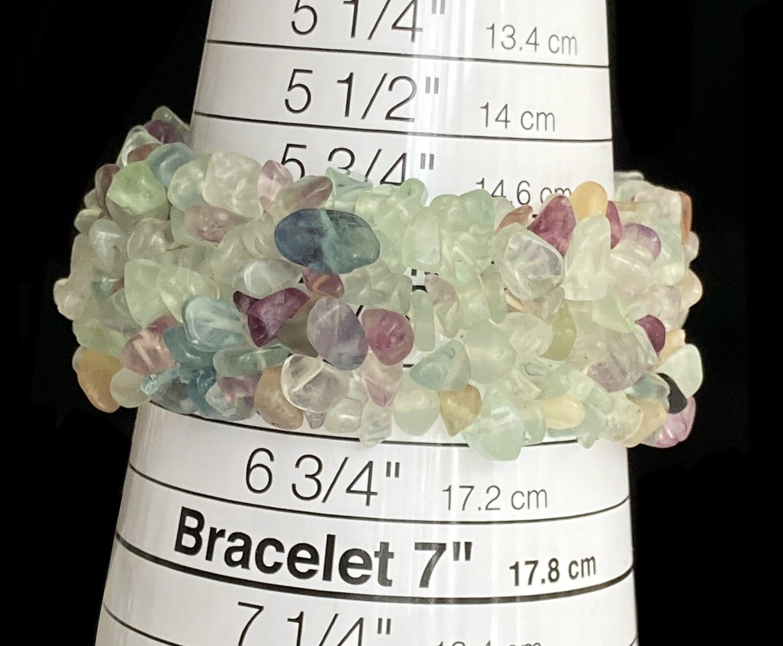 Vintage Amethyst, Quartz & Chrysoprase Wide Stretch Bracelet 6.5in Lovely 63.54g