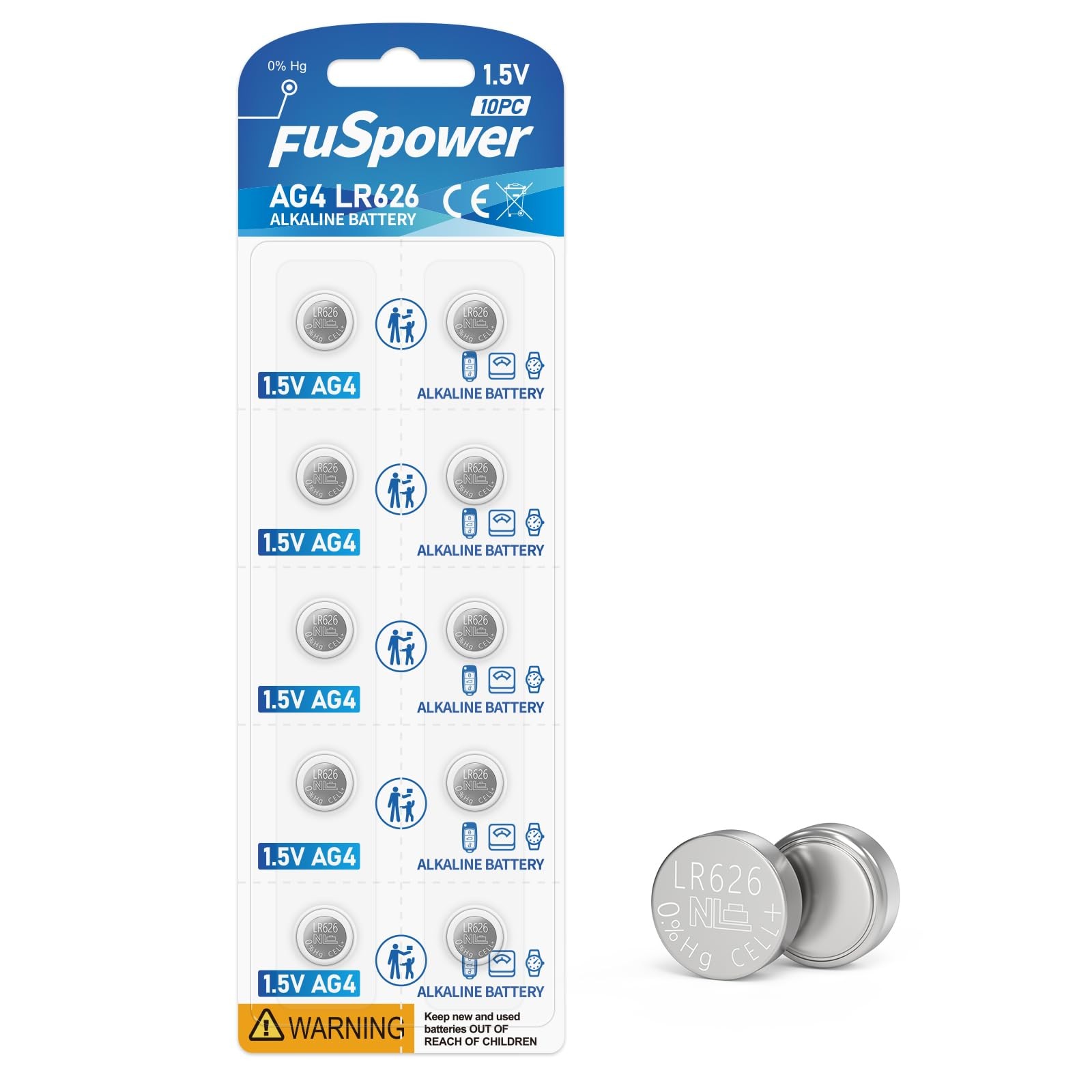 SR626SW Watch Batteries 377 376 LR626 Battery AG4 1.5v 10 Count (Pack of 1)