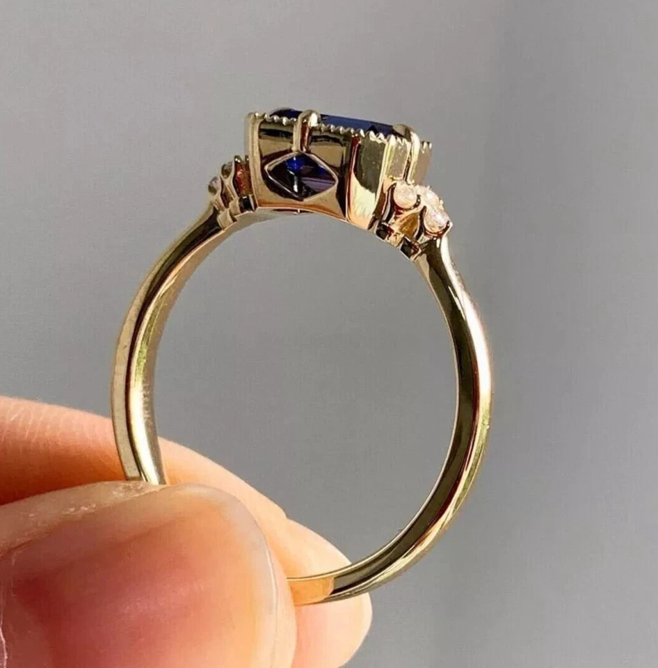 2Ct Emerald Lab-Created Sapphire Women’s Engagement Ring 14K Yellow Gold Plated